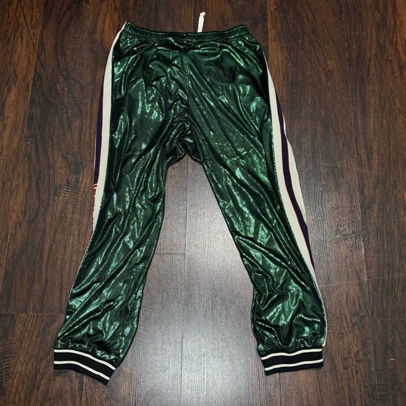Gucci Shiny Green Web Accent Men’s Cropped Joggers Small - Picture 2 of 14